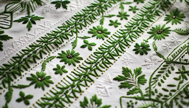 haft na płótnie z roślinnymi motywami